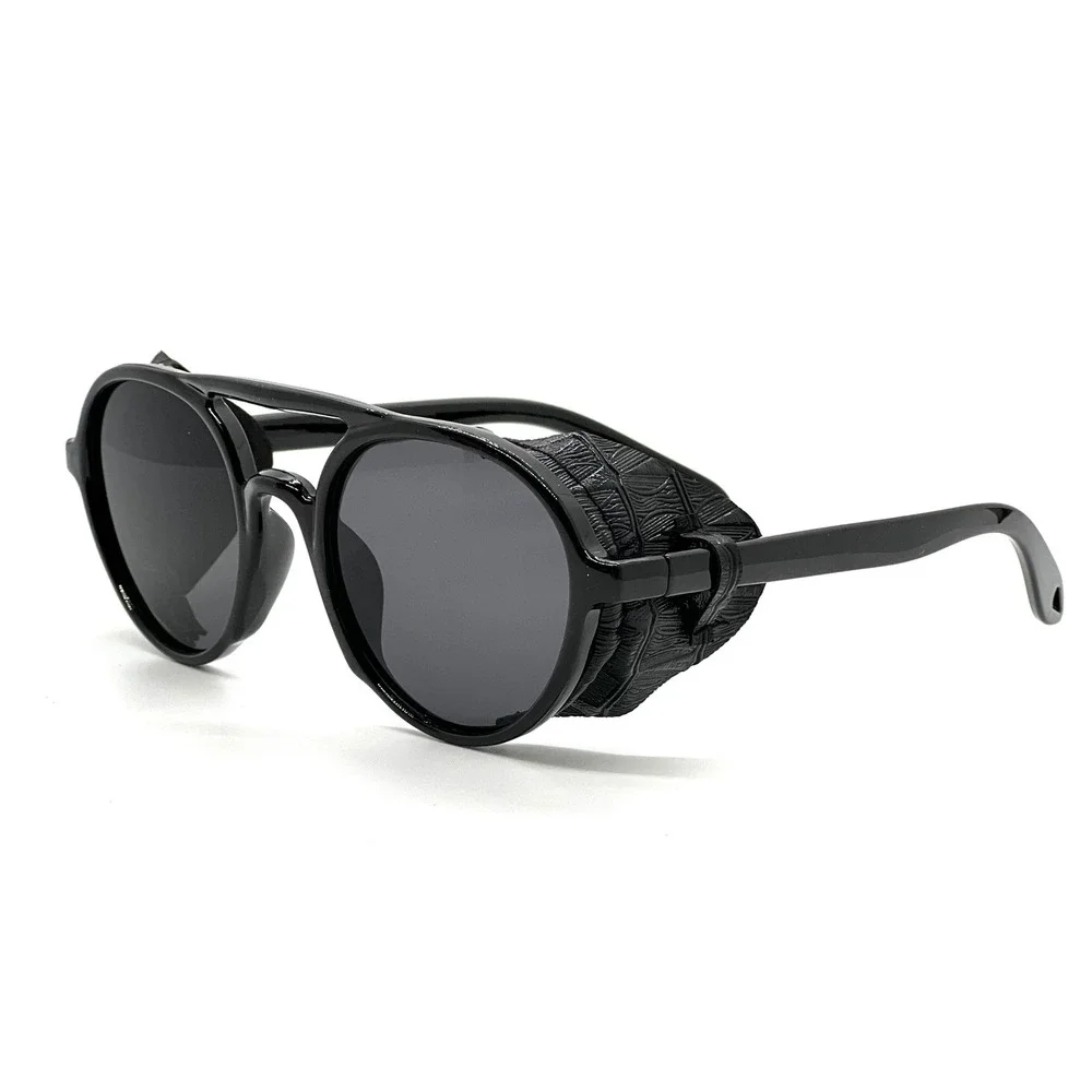 Round Sunglasses Dark Black Glasses Style Men Bold Black Unique Protective Music